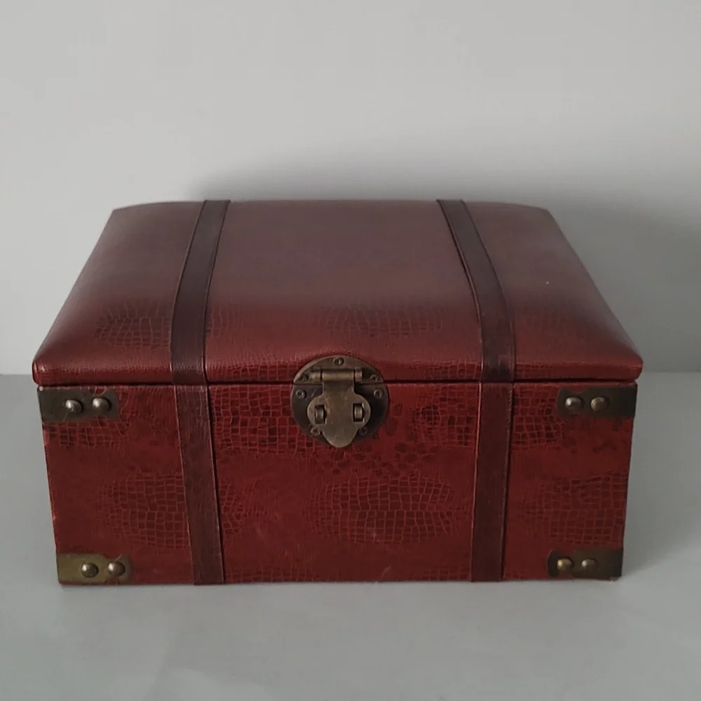Vintage Decorative Storage Padded Vinyl  Storage Heavy Box Excellent Condition